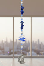 Load image into Gallery viewer, Owl Crystal Suncatcher decorated with amethyst gemstones CH52
