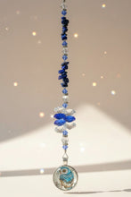 Load image into Gallery viewer, Owl Crystal Suncatcher decorated with Lapis Lazuli gemstones CH157

