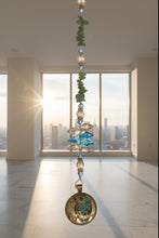 Load image into Gallery viewer, Owl Crystal Suncatcher decorated with Lapis Lazuli gemstones CH157
