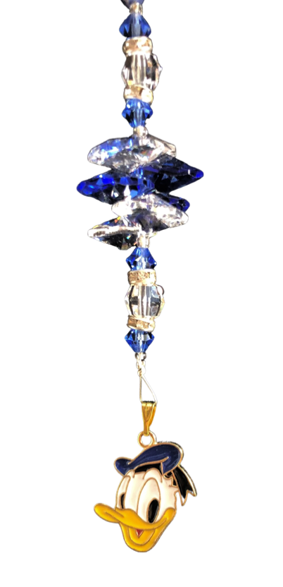 Donald Duck -  Disney crystal suncatcher, decorated with lapis lazuli gemstone.  Hangs Approx. 32cm