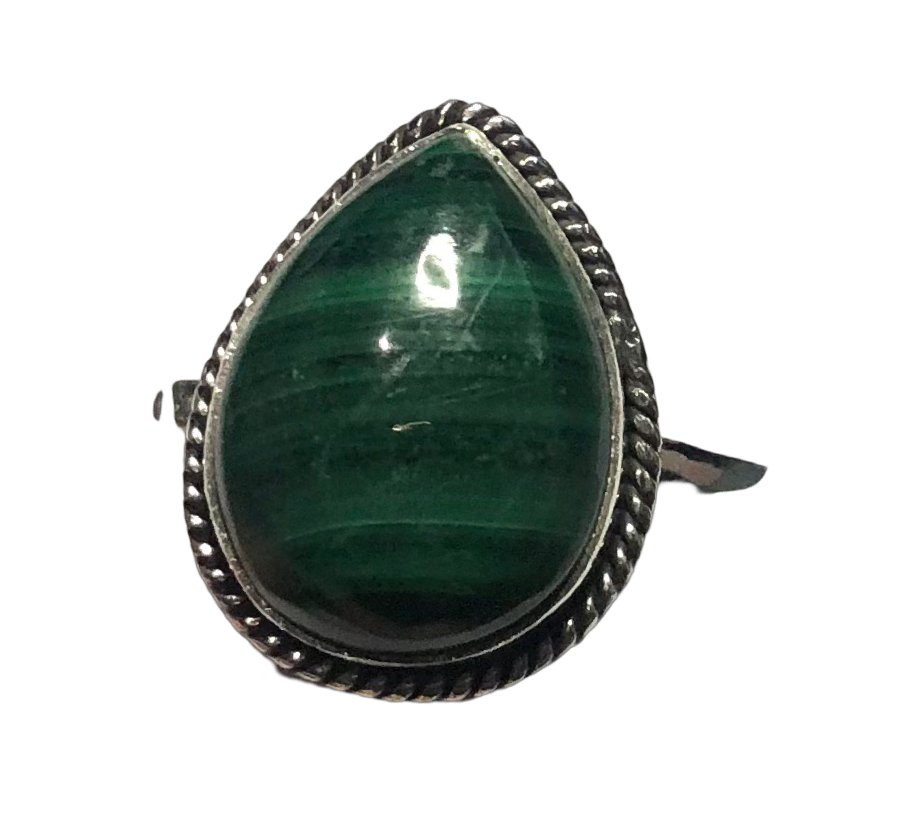 Malachite Sterling silver ring sizes 11, 14 (BR026)