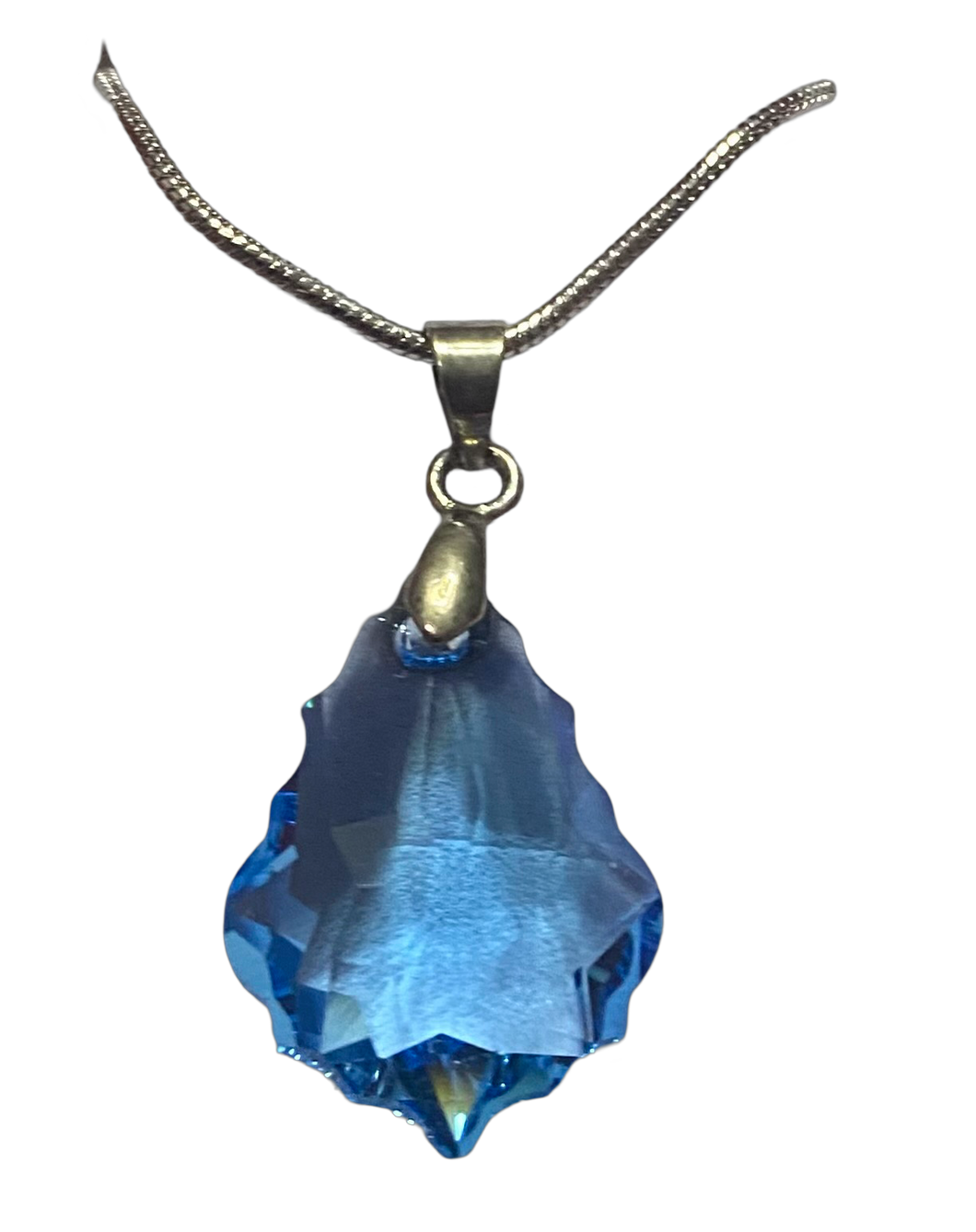 Swarovski crystal Blue Starburst sterling silver pendant  (SWN-13)