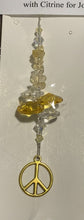 Load image into Gallery viewer, Peace sign Suncatcher decorated with Citrine gemstones CH309
