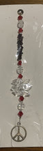 Load image into Gallery viewer, Peace sign Suncatcher decorated with rose quartz gemstones CH311
