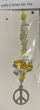 Load image into Gallery viewer, Peace sign Suncatcher decorated with Citrine gemstones CH309
