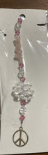 Load image into Gallery viewer, Peace sign Suncatcher decorated with rose quartz gemstones CH311
