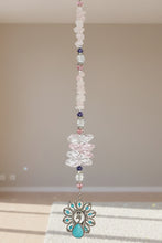 Load image into Gallery viewer, Peacock Crystal Suncatcher decorated with Turquoise gemstones CH100
