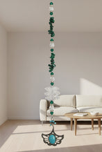 Load image into Gallery viewer, Peacock Crystal Suncatcher decorated with Rose Quartz gemstones CH104
