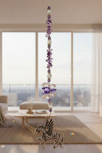 Load image into Gallery viewer, Pegasus Crystal Suncatcher decorated with Rose Quartz gemstones CH92

