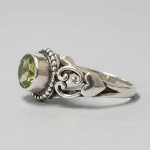 Load image into Gallery viewer, Peridot Sterling silver ring sizes 4. (BR004)

