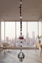Load image into Gallery viewer, Phoenix Crystal Suncatcher decorated with garnet gemstones CH51
