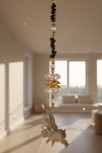 Load image into Gallery viewer, Pig Flying Crystal Suncatcher decorated with Peridot gemstones CH113
