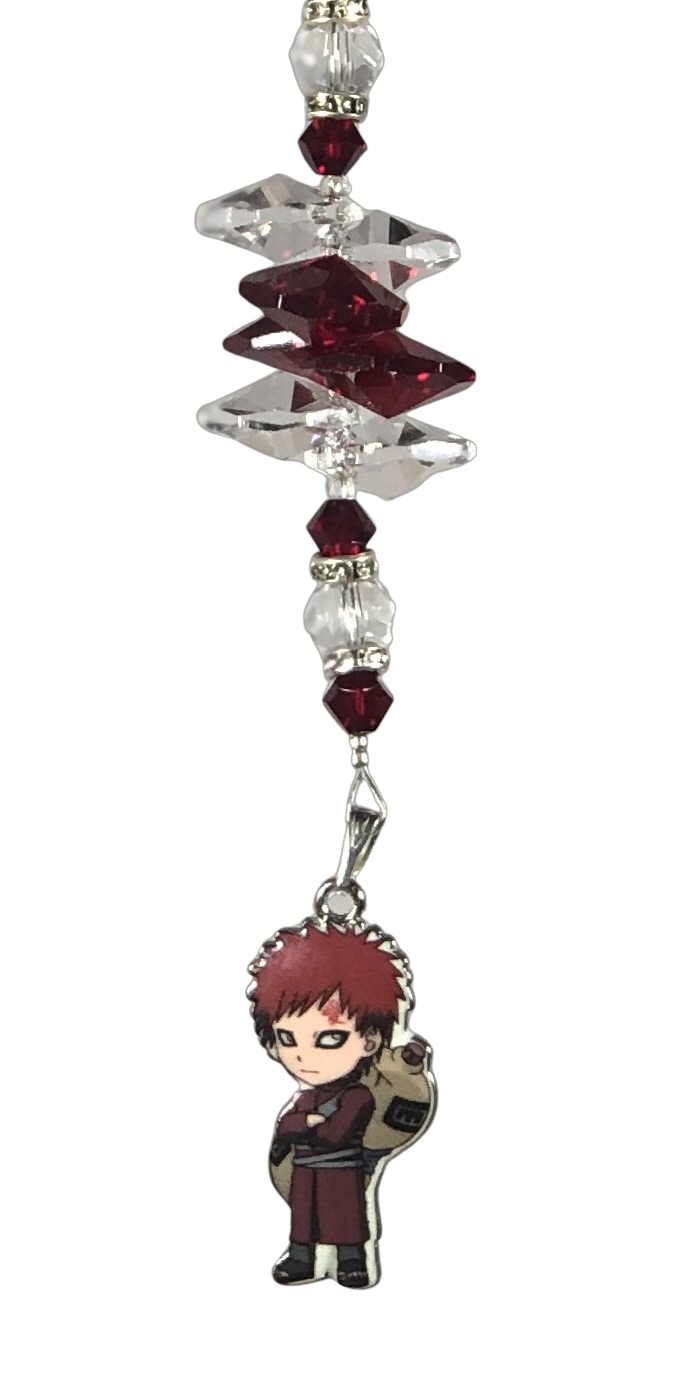 Naruto Sasori Akatsuki- crystal suncatcher, decorated with garnet gemstone