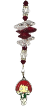 Load image into Gallery viewer, My Hero Anime - Ochaco Uraraka crystal suncatcher, decorated with garnet gemstone
