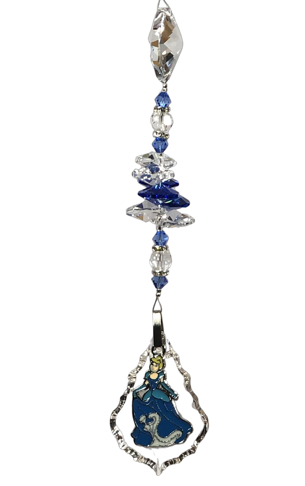 Cinderella - Disney princess crystal suncatcher, decorated with 50mm Starburst crystal and lapis lazuli gemstone.