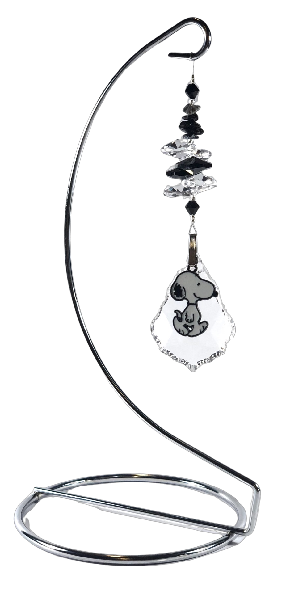Charlie Brown - Snoopy crystal suncatcher is decorated with snowflake obsidian gemstones and come on this amazing stand.
