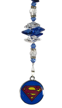 Load image into Gallery viewer, Superman - DC crystal suncatcher, decorated with lapis lazuli gemstone
