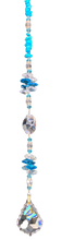 Load image into Gallery viewer, Blue Butterfly 50mm Crystal starburst suncatcher, is decorated with crystals and turquoise.
