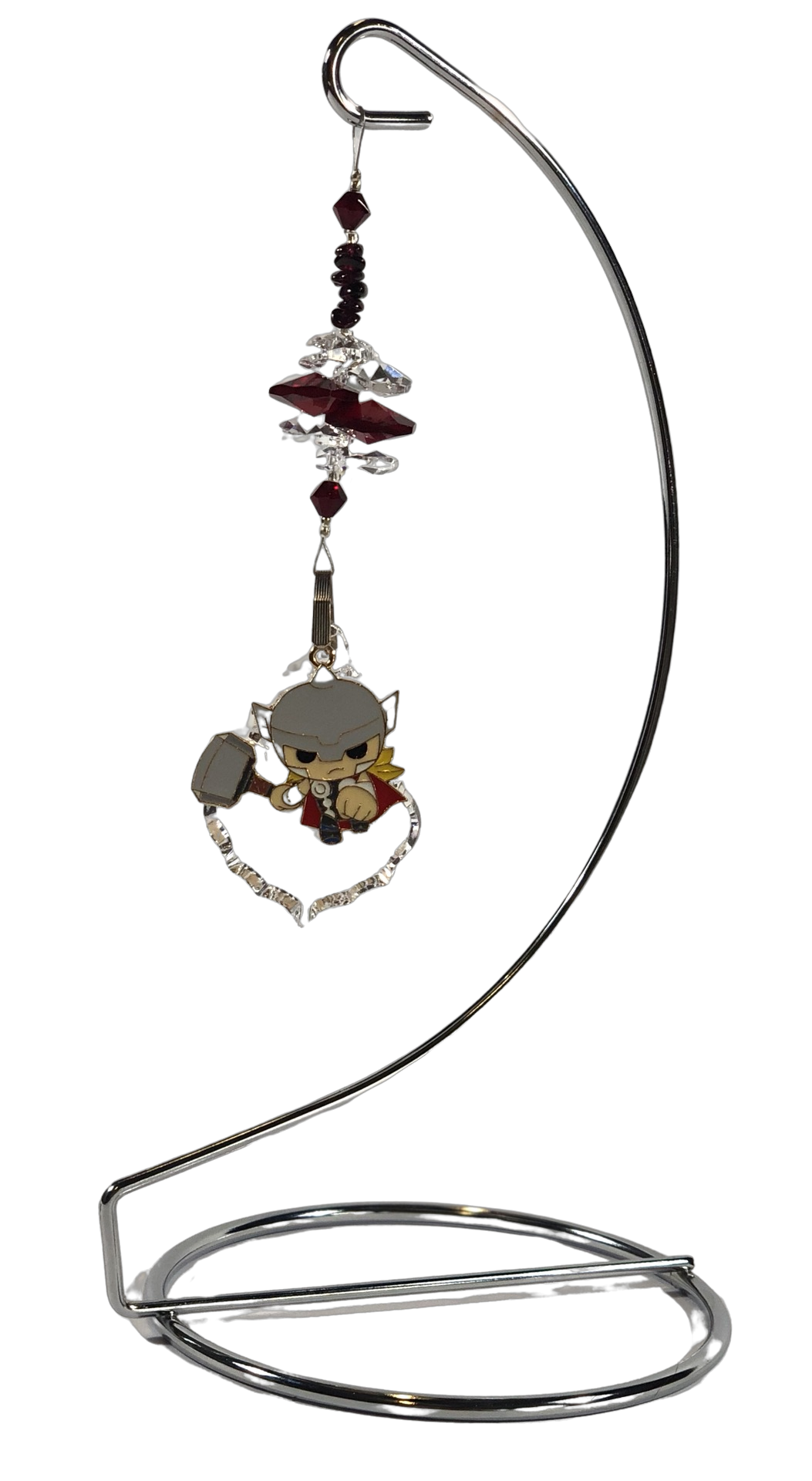 Thor - Marvel crystal suncatcher is decorated with garnet gemstones and come on this amazing stand.