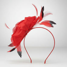 Load image into Gallery viewer, Stunning Red &amp; Black fascinator. FS009
