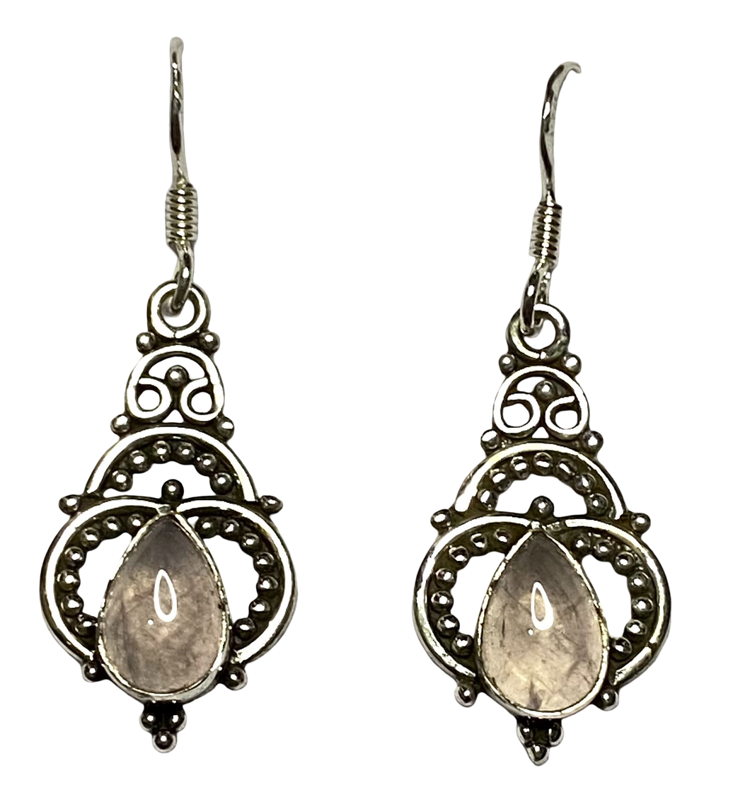Rose Quartz sterling silver earrings ER142