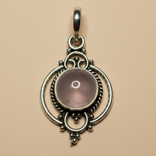 Load image into Gallery viewer, Rose Quartz sterling silver pendant PN53
