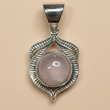 Load image into Gallery viewer, Rose Quartz sterling silver pendant PN59
