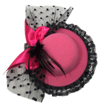 Load image into Gallery viewer, Stunning Pink &amp; Black Hat Fascinator   (FS124)
