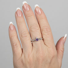 Load image into Gallery viewer, Sterling silver CZ Mystic Topaz Claddagh ring.  Sizes 4, 5, 9, 10, 11, 12. SD06
