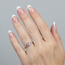 Load image into Gallery viewer, Sterling silver CZ Pink Heart ring.  Sizes 4, 5, 9, 10, 11, 12. SD22
