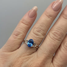 Load image into Gallery viewer, Sterling Silver - Blue Cubic zirconia ring. Sizes 4. SS263
