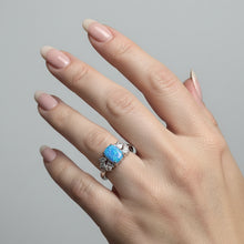 Load image into Gallery viewer, Sterling Silver -Blue Opal -  man made ring. Sizes 5, 10. SS268
