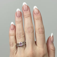Load image into Gallery viewer, Sterling Silver -Pink Cubic zirconia ring. Sizes 4.  SS271
