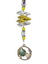 Load image into Gallery viewer, Seashell Crystal Suncatcher decorated with Lapis Lazuli gemstones CH42
