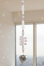 Load image into Gallery viewer, With all my Love Crystal - Love the Lord your God with all your heart Luke 1027 Suncatcher decorated with rose quartz gemstones CH121
