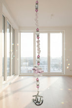 Load image into Gallery viewer, Sloth Crystal Suncatcher decorated with rose quartz gemstones CH27
