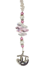 Load image into Gallery viewer, Sloth Crystal Suncatcher decorated with rose quartz gemstones CH27
