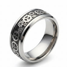 Load image into Gallery viewer, Stainless Steel -Silver with black pattern size 6, 7, 8, 9, 10, 11, 12, 13 RW202
