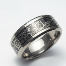 Load image into Gallery viewer, Stainless Steel -Silver with black pattern size 6, 7, 8, 9, 10, 11, 12, 13 RW202
