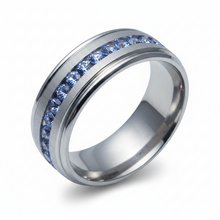 Load image into Gallery viewer, Stainless Steel -Silver with blue sparkle size 6, 7, 8, 9, 10, 11, 13, 14 RW204
