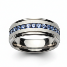 Load image into Gallery viewer, Stainless Steel -Silver with blue sparkle size 6, 7, 8, 9, 10, 11, 13, 14 RW204
