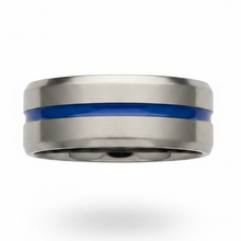Load image into Gallery viewer, Stainless Steel Blue &amp; Silver ring. sizes 5, 6, 8, 9, 10, 12, 13   RW02
