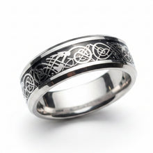 Load image into Gallery viewer, Stainless Steel silver and black ring size 5, 6, 7, 8, 9, 10, 11, 12,  13, 14. RW106
