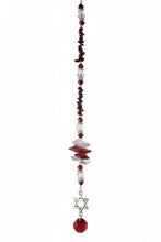 Load image into Gallery viewer, Star of David Crystal Suncatcher decorated with garnet gemstones CH13
