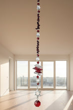 Load image into Gallery viewer, Star of David Crystal Suncatcher decorated with garnet gemstones CH13
