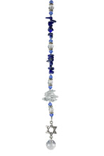 Load image into Gallery viewer, Star of David Crystal Suncatcher decorated with garnet gemstones CH13
