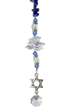 Load image into Gallery viewer, Star of David Crystal Suncatcher decorated with garnet gemstones CH13
