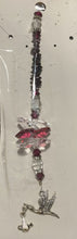 Load image into Gallery viewer, Stork and Baby Suncatcher decorated with rose quartz gemstones CH266
