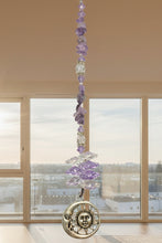Load image into Gallery viewer, Sun &amp; Moon Suncatcher decorated with amethyst gemstones CH109
