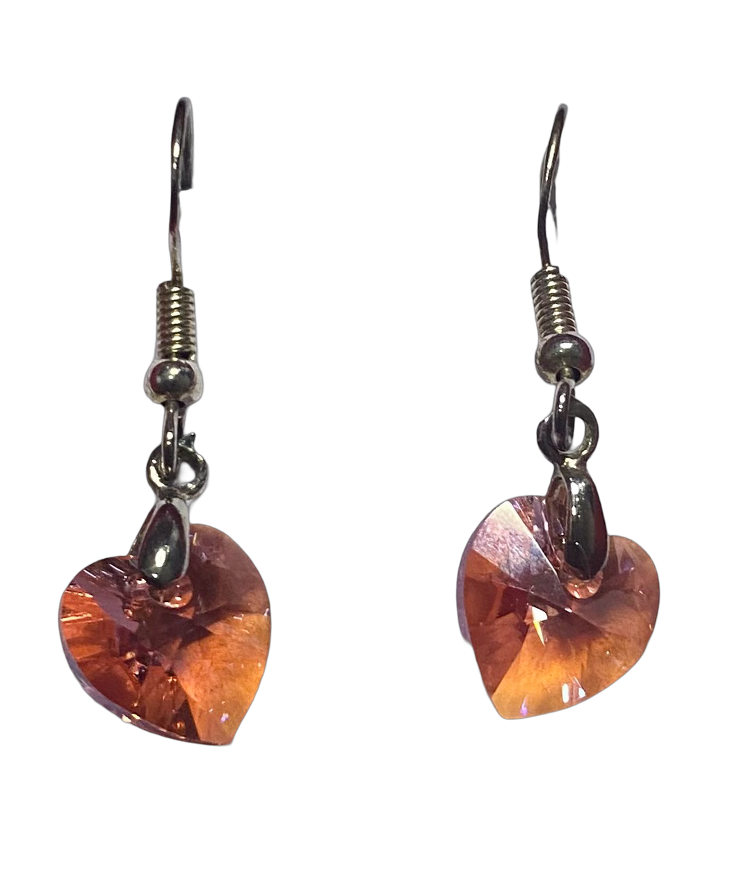 Swarovski crystal Orange shimmer Heart sterling silver earrings (SWE-3)